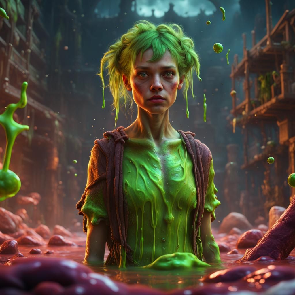 Girl Slimed: Detailed Fantasy Concept Art