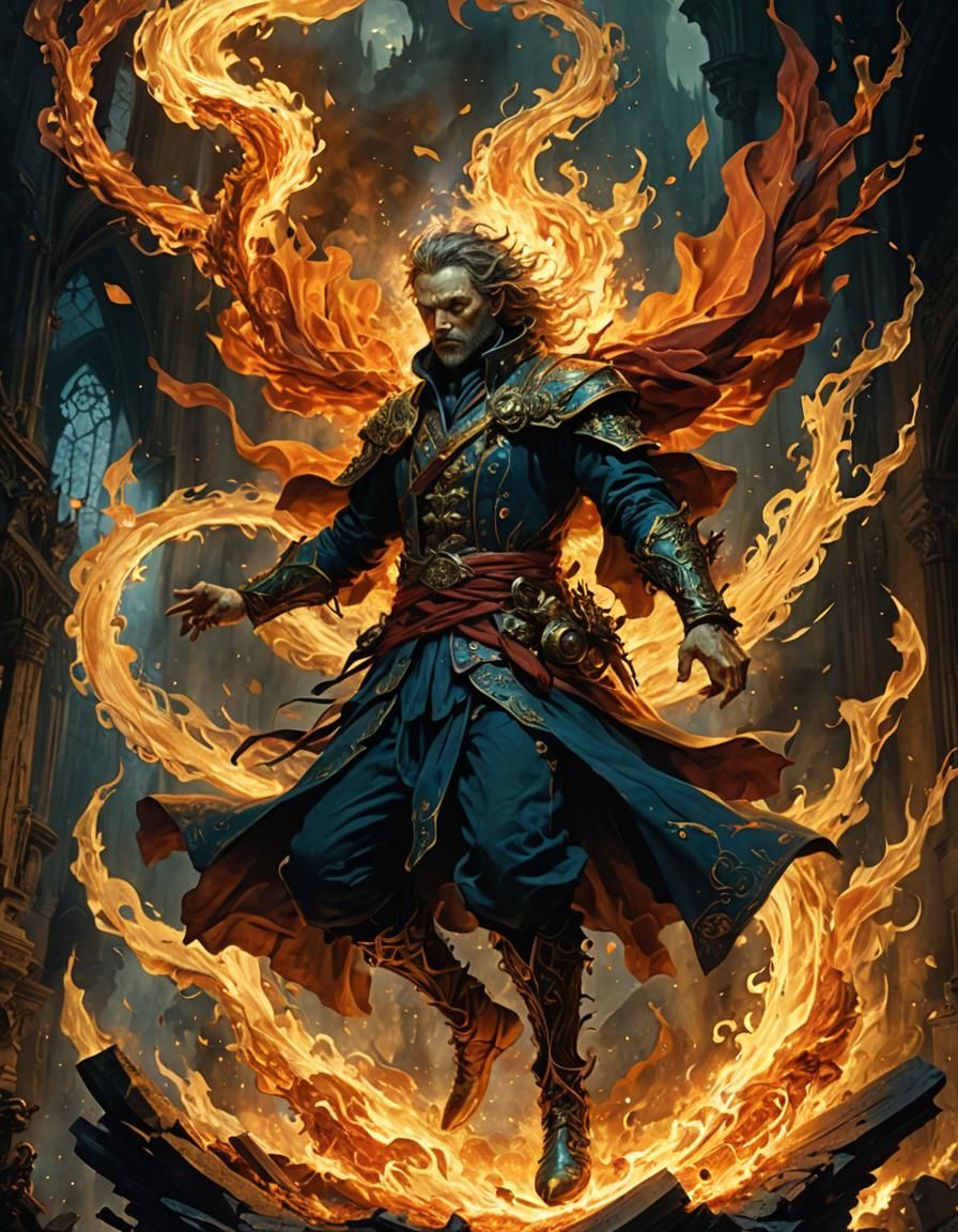 Epic Elemental Sorcerer Rising in Flames