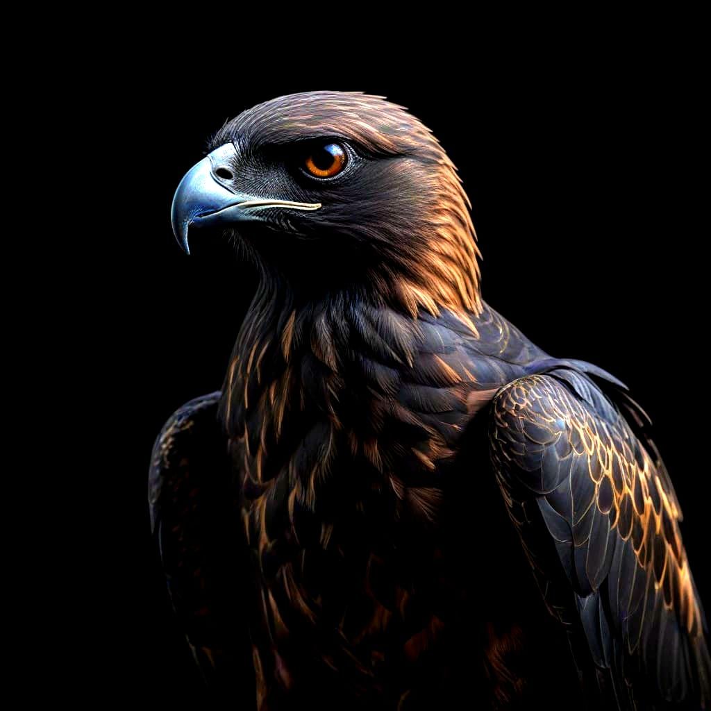 Ethereal Smokey Hawk Silhouette with Cobalt Eyes