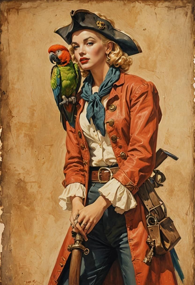 Pirate Marilyn Monroe in Dramatic Oil Painting