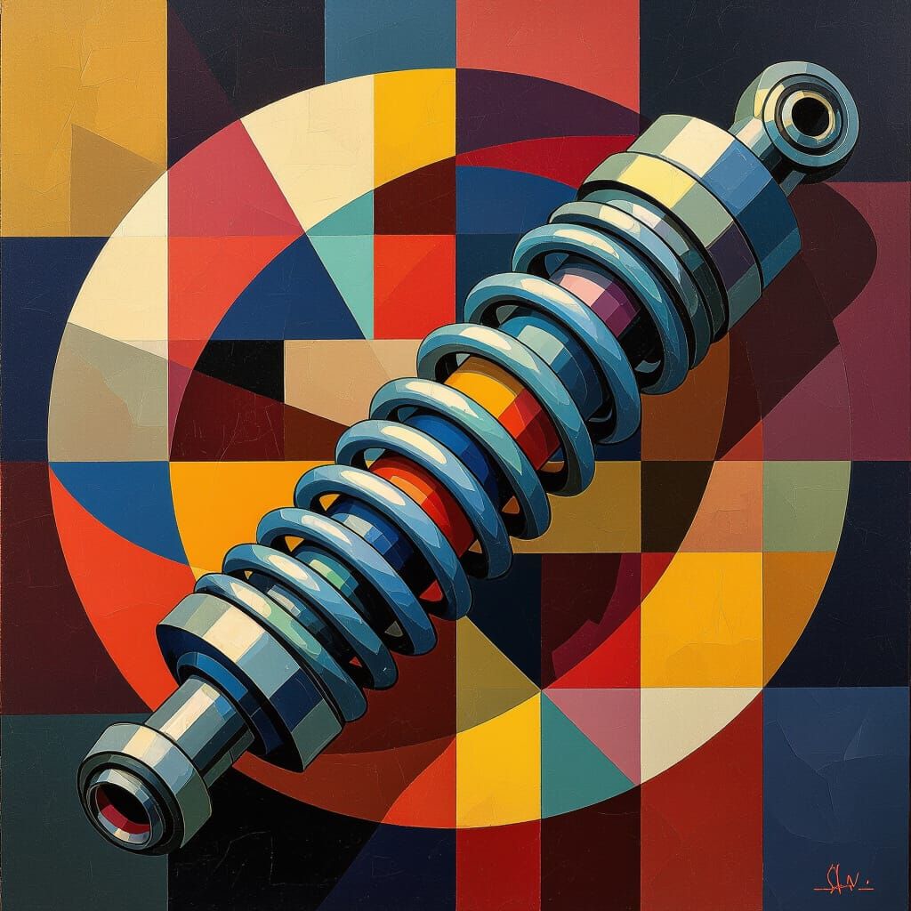 Cubist Coil-Over Shock Art Deco Painting