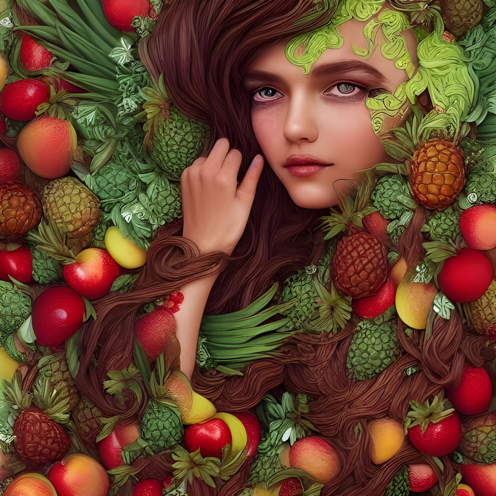 Goddess of the Earth Made of Fruits