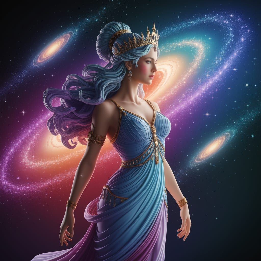 Ethereal Goddess of the Stars in Celestial Realism