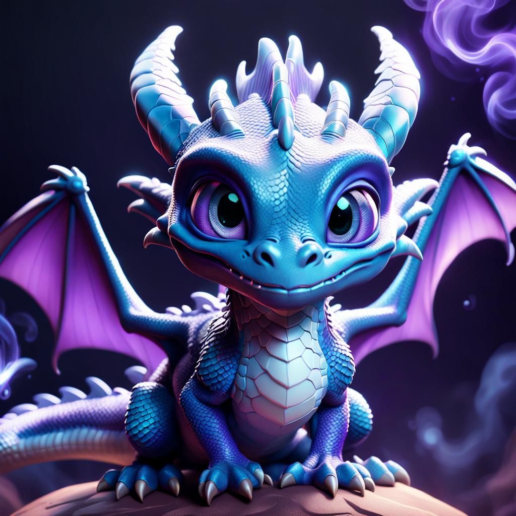 Adorable Baby Dragon in 3D Digital Art
