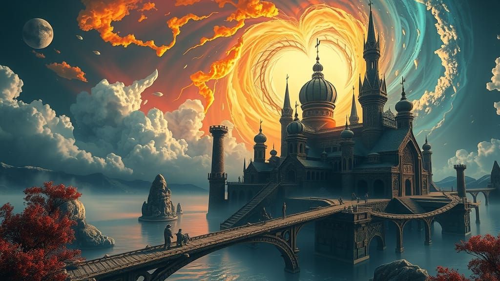 Majestic Elemental Fantasy Realm in Vibrant, Swirling Vortex