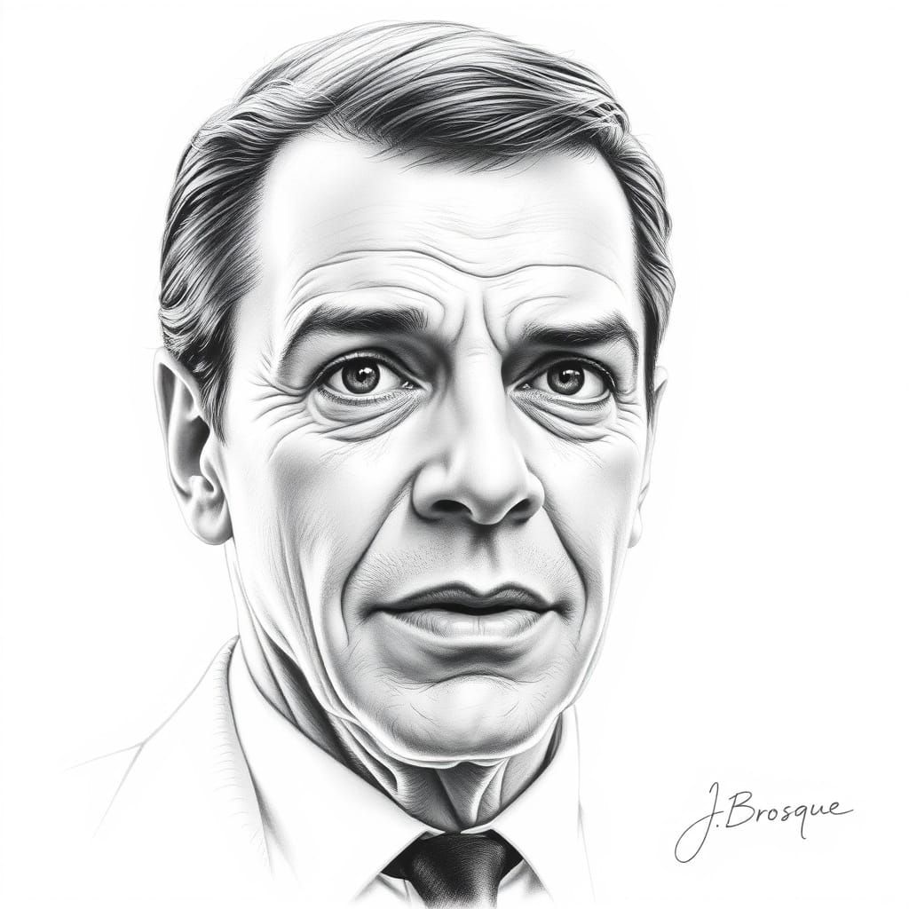 Confident Frank Sinatra Portrait in Realistic Pencil Drawing...