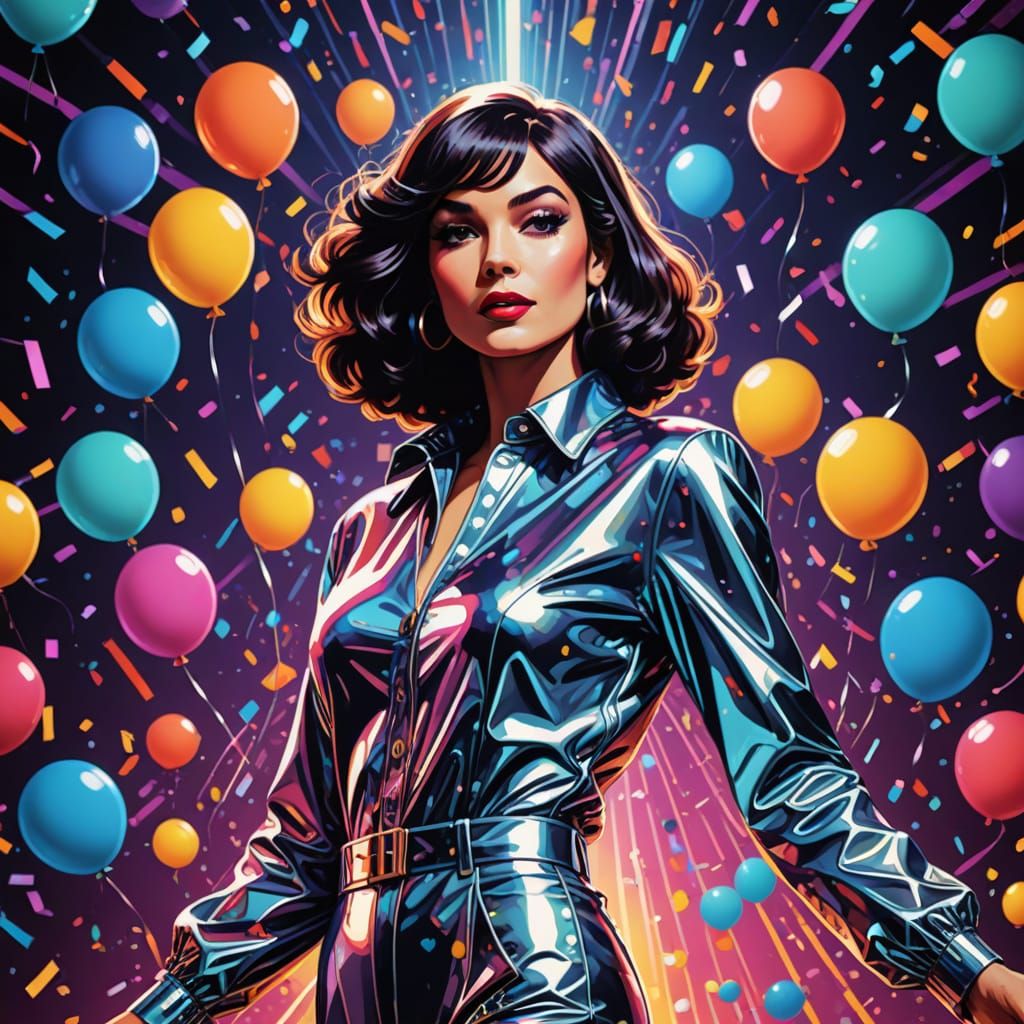 Glamorous Disco Queen in Retro Futuristic Studio 54
