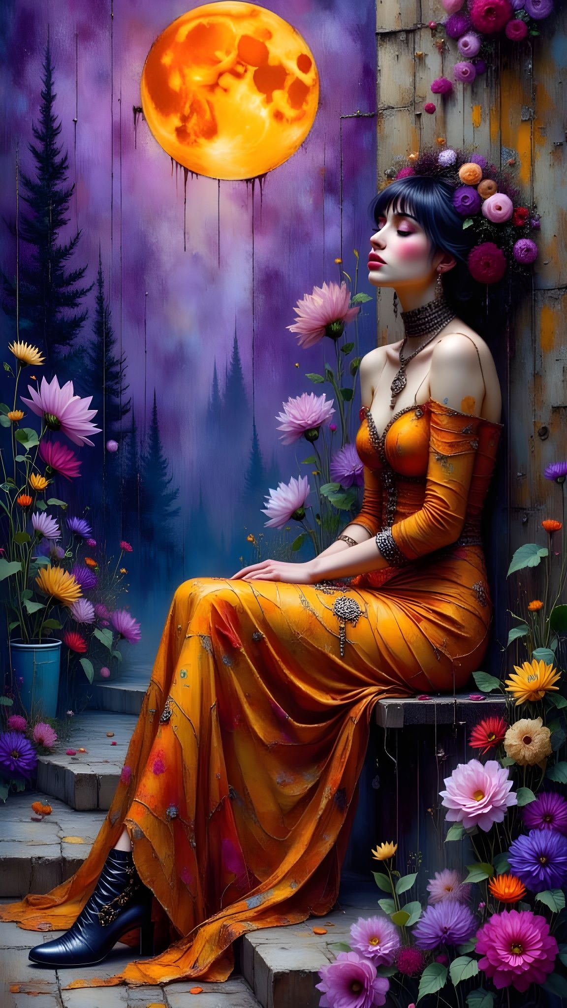 Ethereal Escape in Vibrant Trashpunk Dreamscape