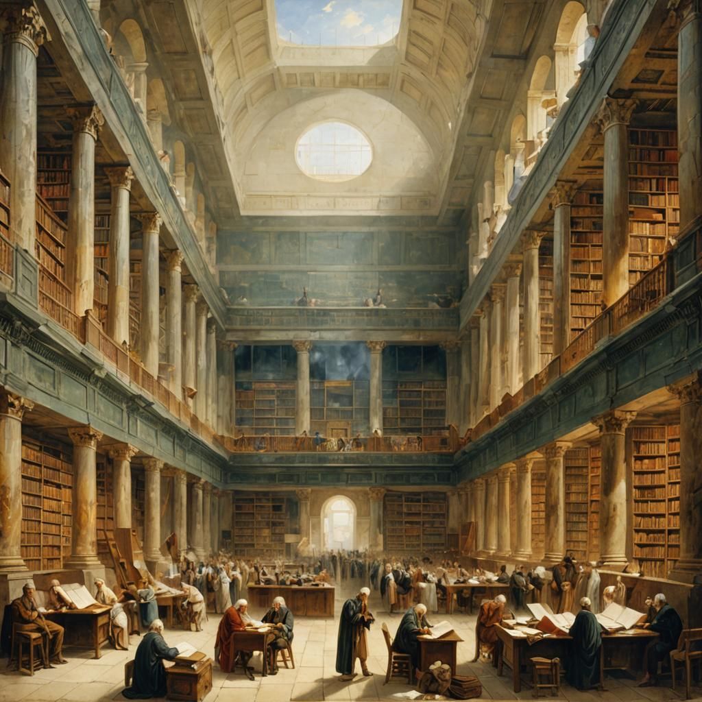 Scholars at The Great Library of Alexandria