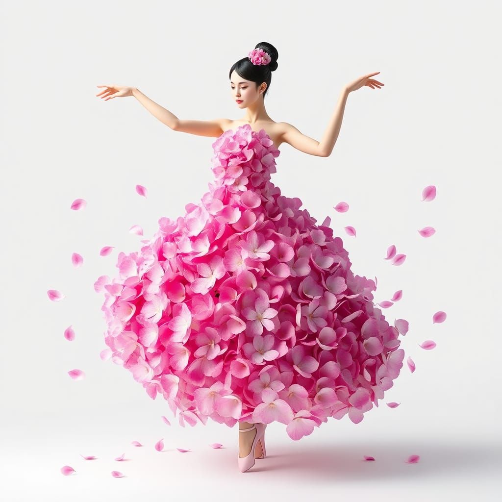 Hydrangea Gown: Elegant 3D Anime Art