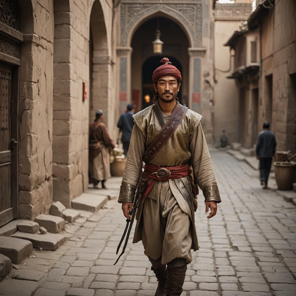 Male Warrior on the Silk Road in Damask