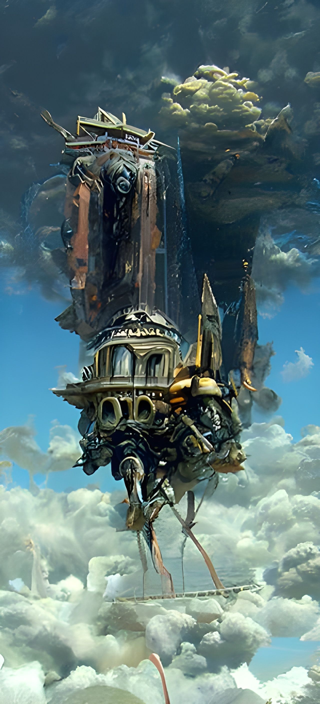 Post-Apocalyptic Cityscape with Alien Machines