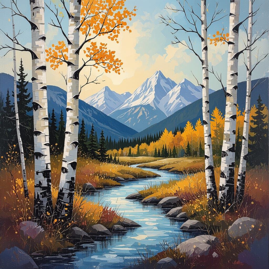 Encaustic Aspen Landscapes with Intricate Detail