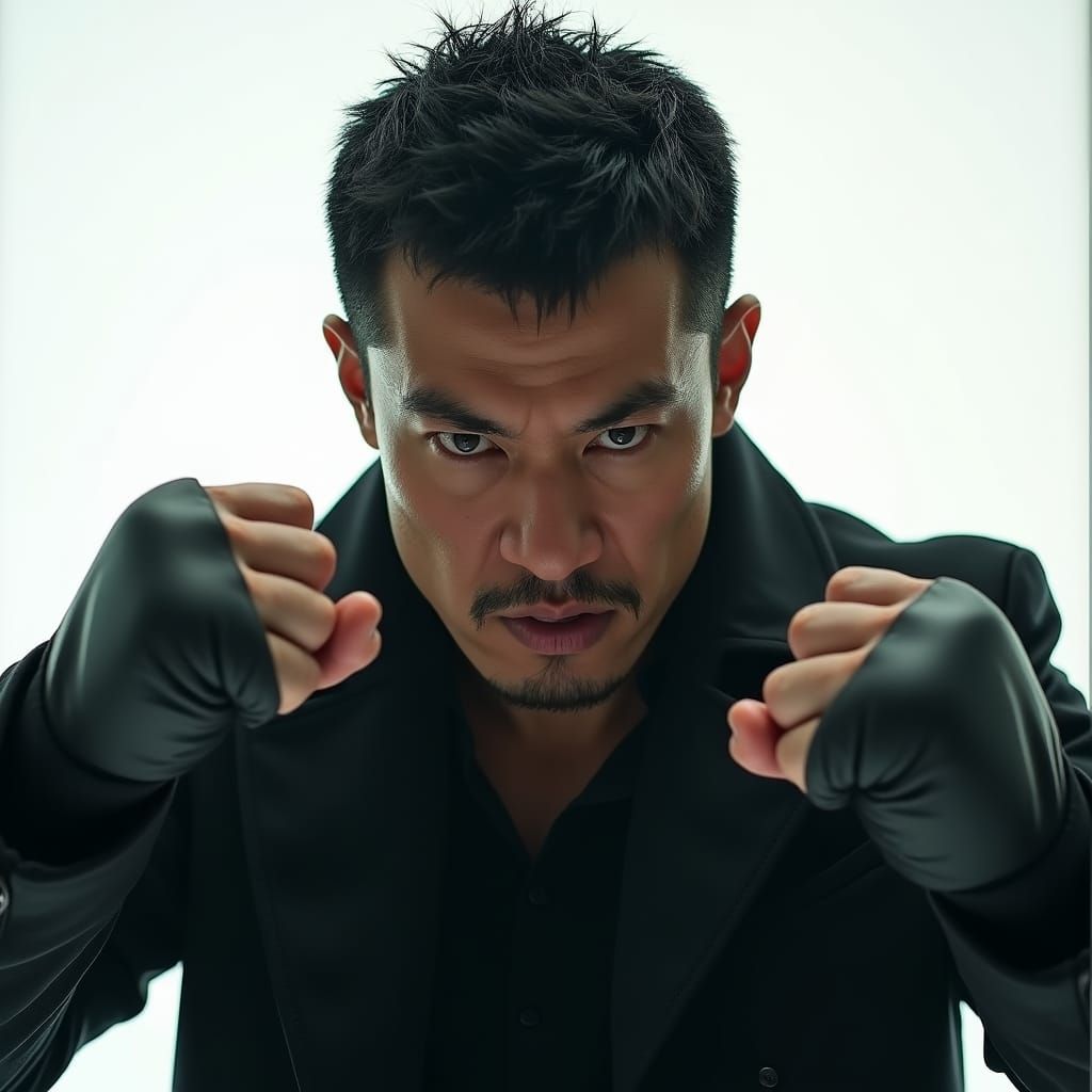 Intense Boxer in Cinematic Film Still
