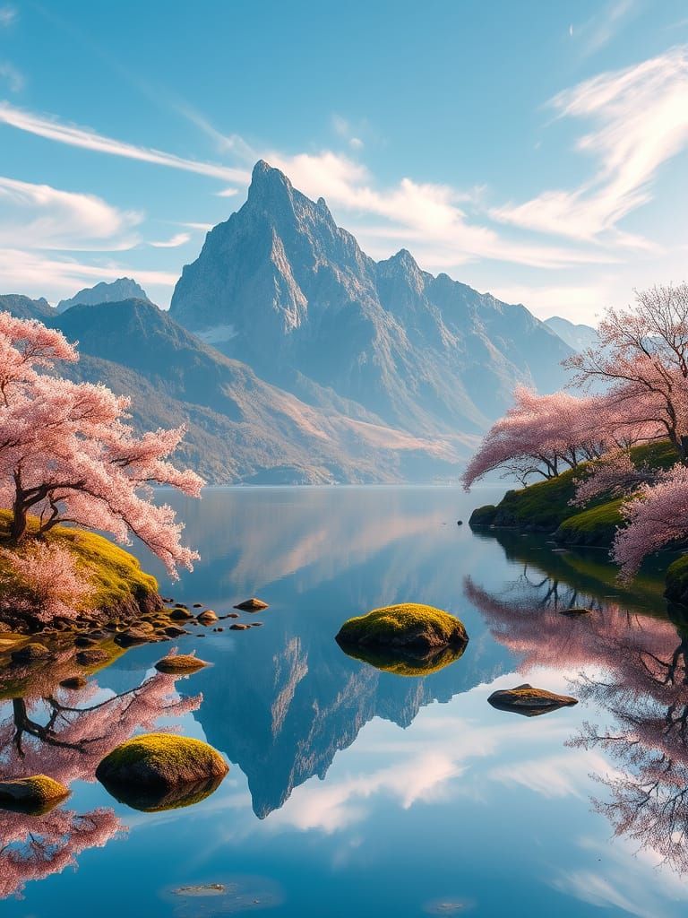 Majestic Mountain Range Reflected in Serene Lake