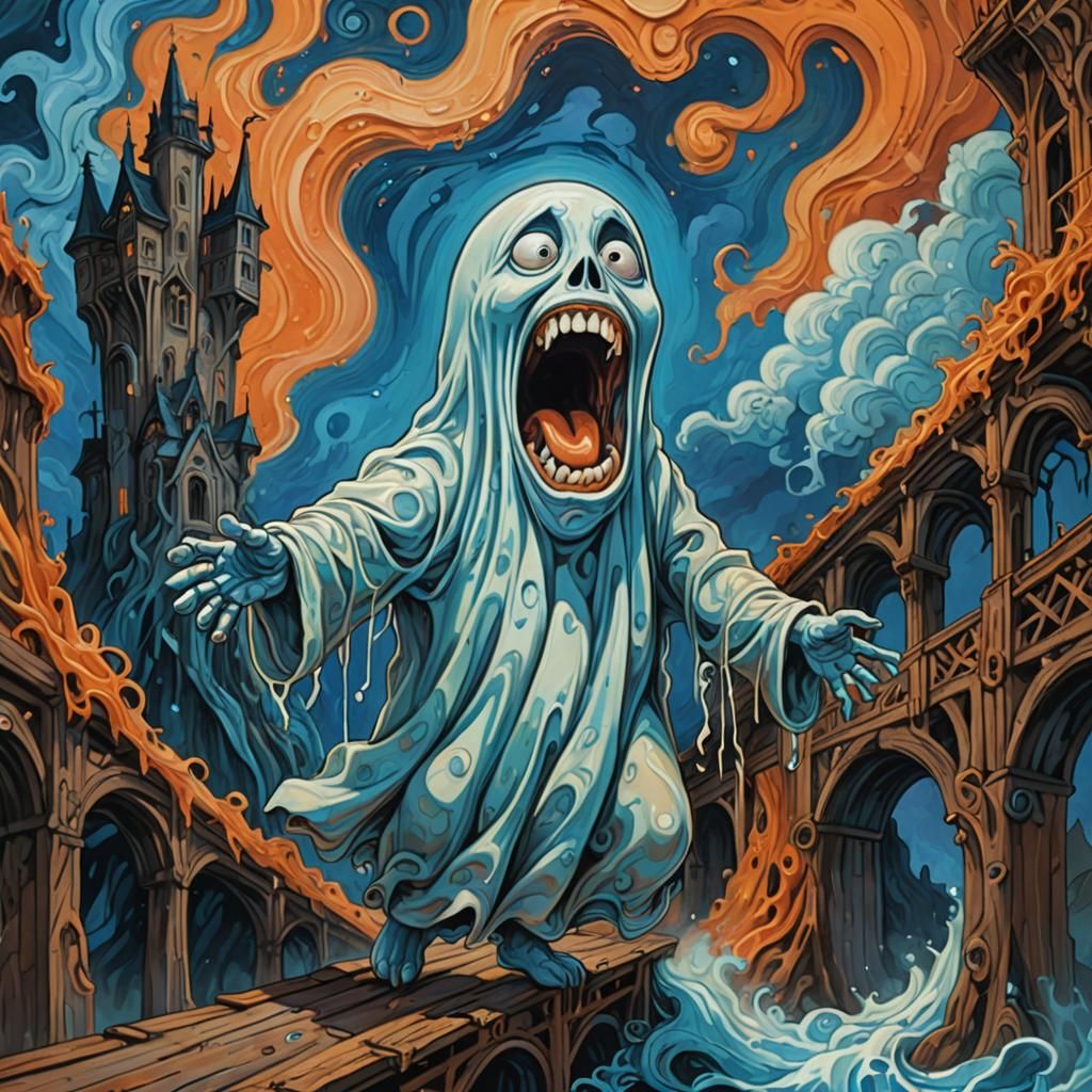 Psychedelic Ghost Screaming by Castle, Expressionist Style