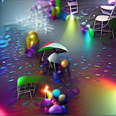 Apathetic Birthday Party in Iridescent VRay