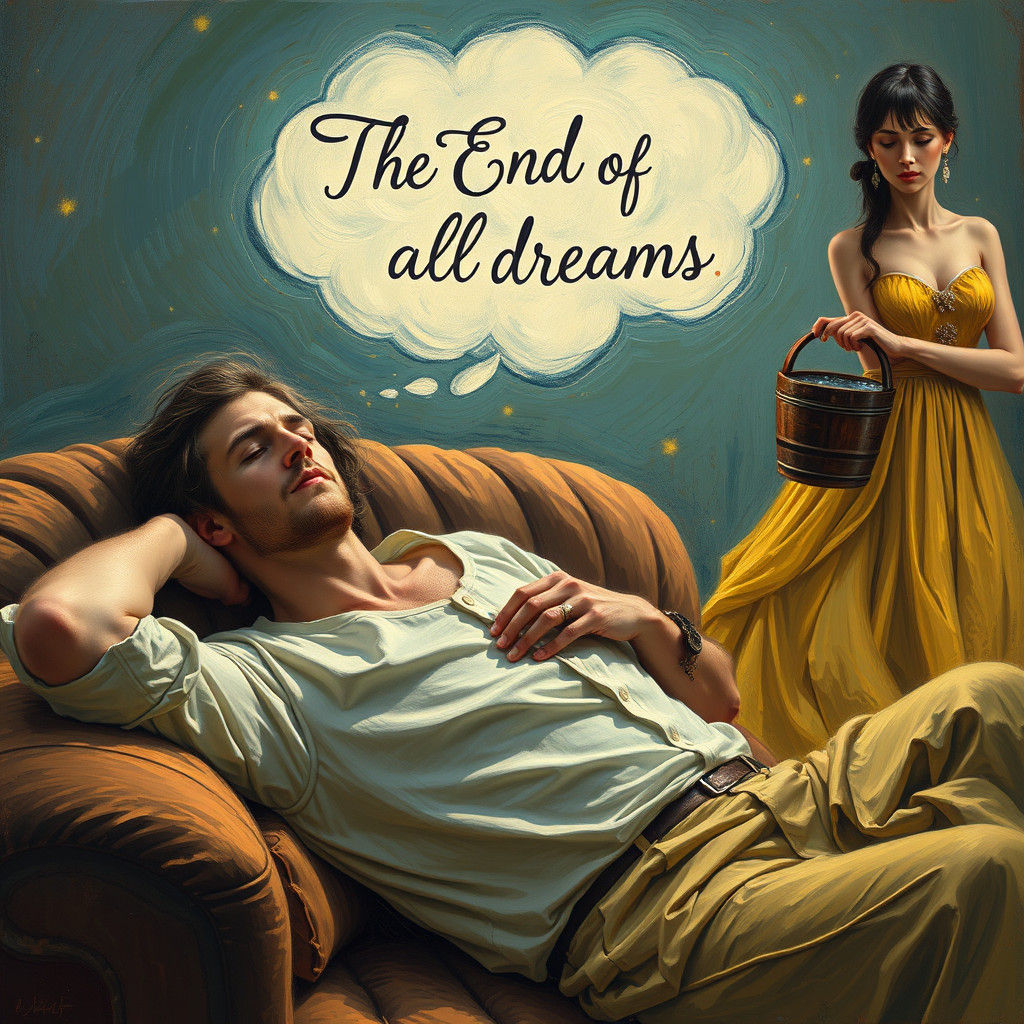 Man's Dream Interrupted in Van Gogh Style