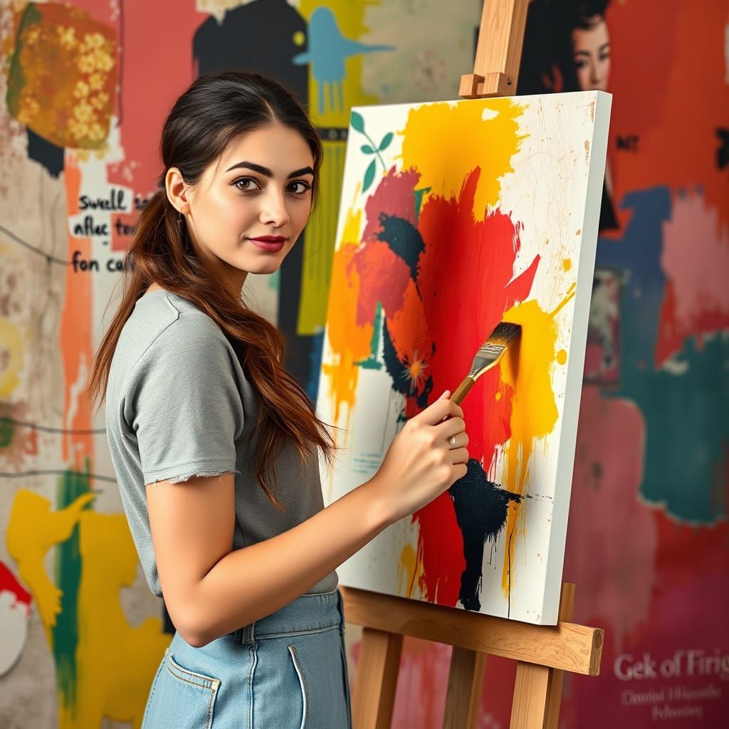 Vibrant Abstract Art in Bold Brushstrokes and Expressive Tex...