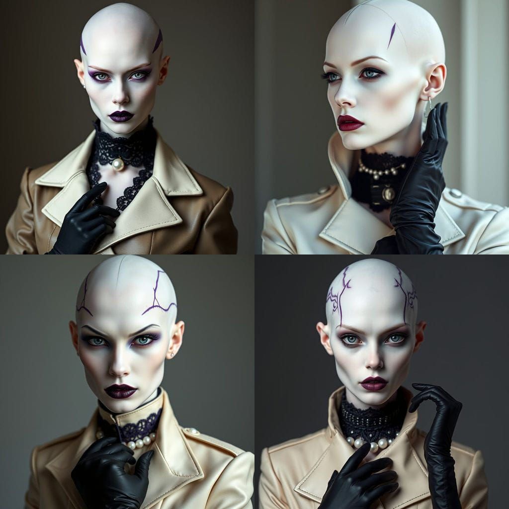 Cyberpunk Fashion Icon Unveiled in Dark Cream Leather Unifor...