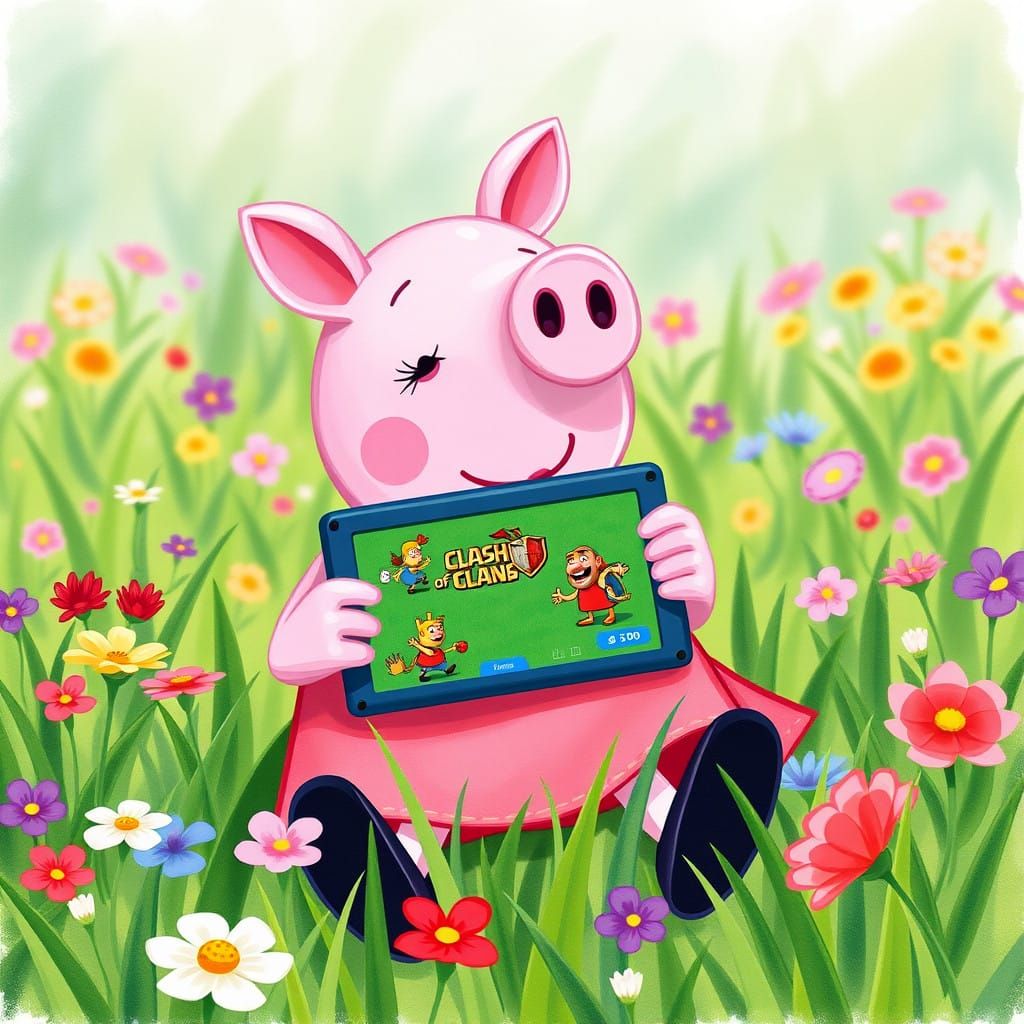 Adorable Peppa Pig in Digital Whimsy
