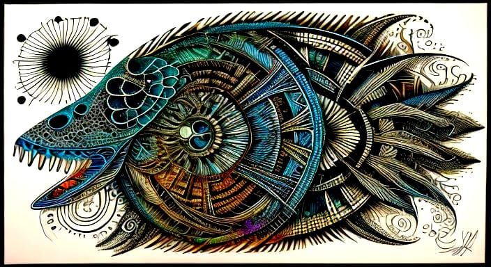 Photorealistic Witch with Abstract Metallic Shimmer