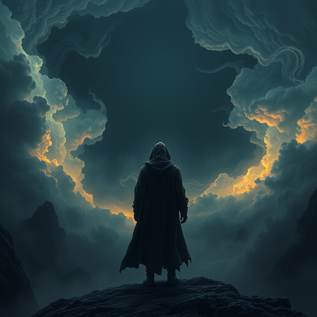 Ethereal Figure in Dark Landscape, Digital Matte Painting