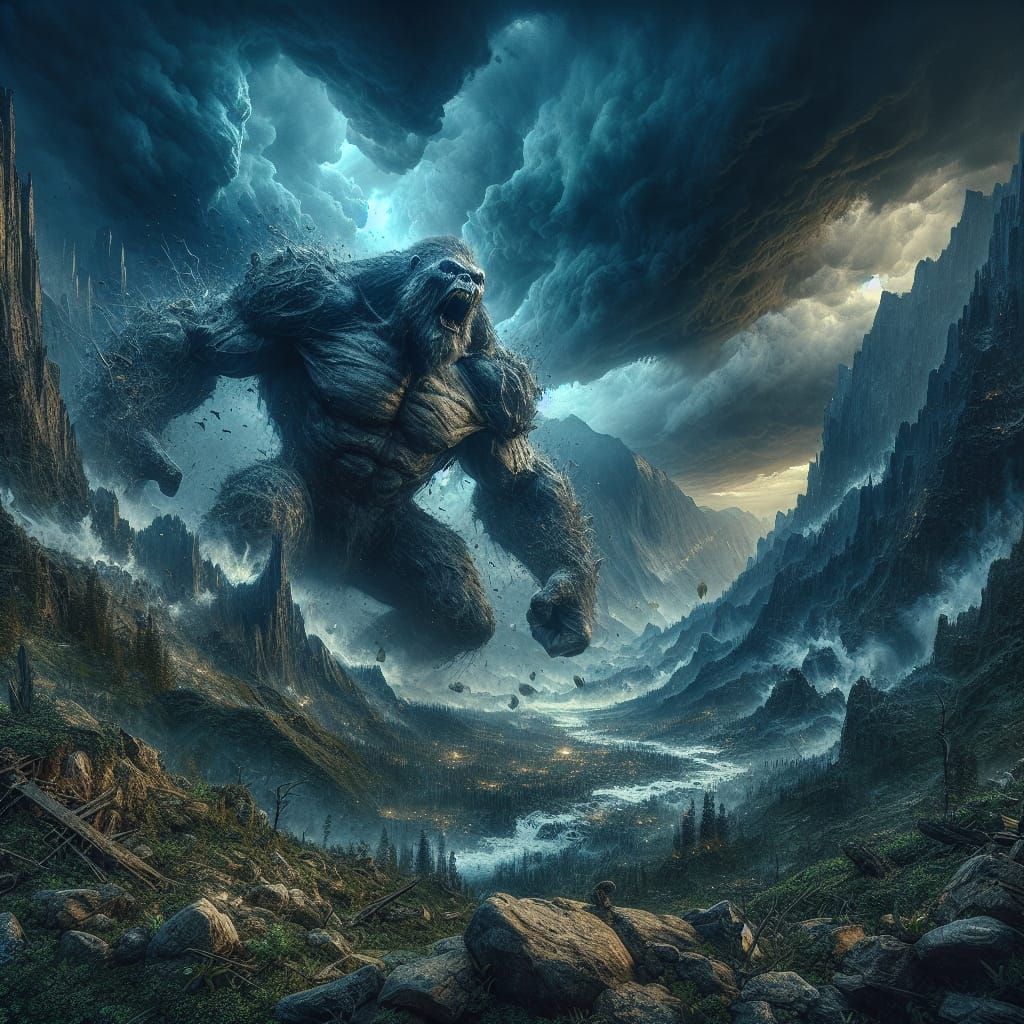 Epic Battle: Bear vs Bull in Maximalist Landscape