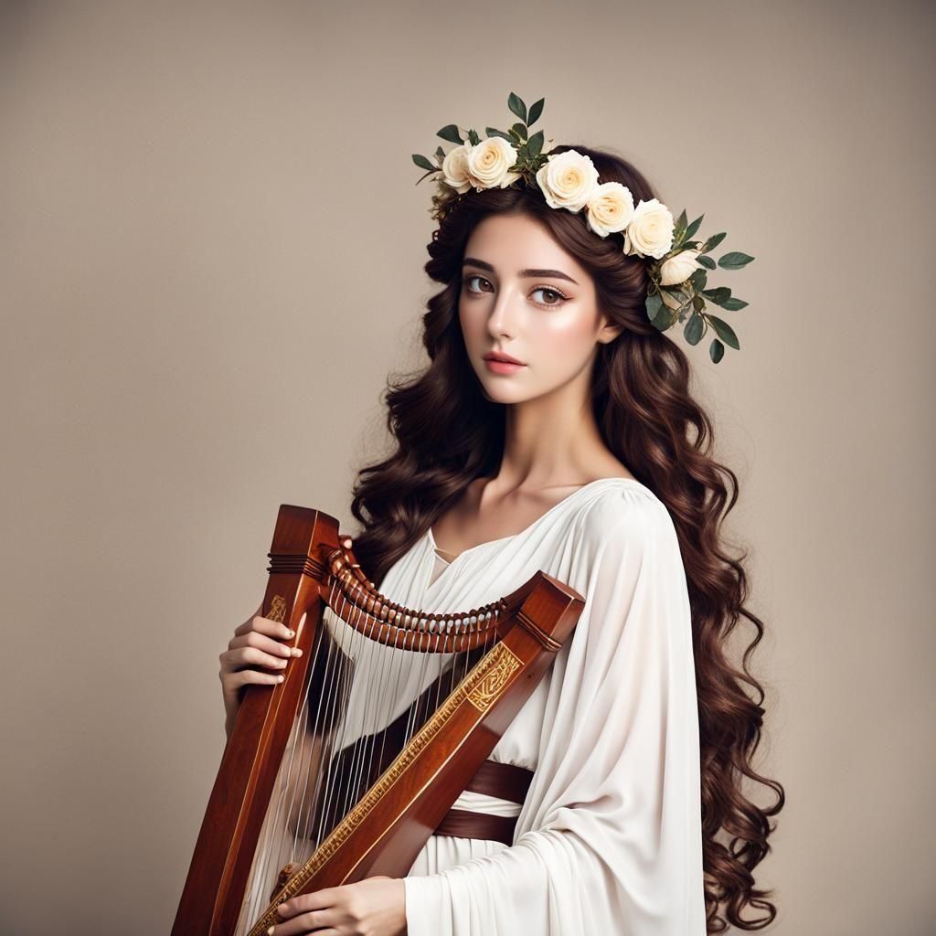 Erato: Muse of Love Poetry in Dark Fantasy Style