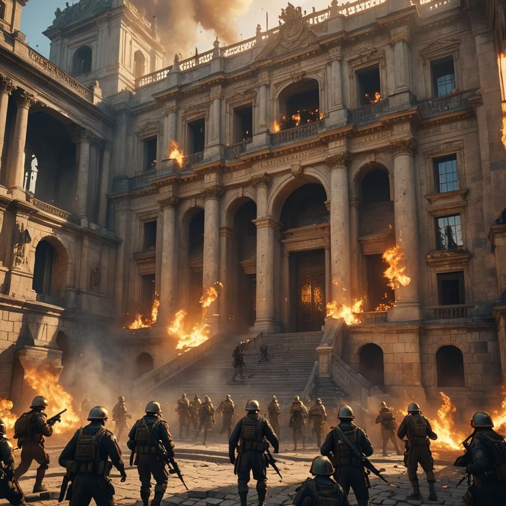 Government Soldiers Retake Palace: Fantasy Concept Art