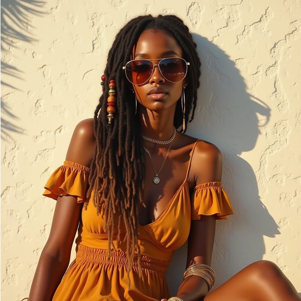 Elegant Young Woman in Golden Light