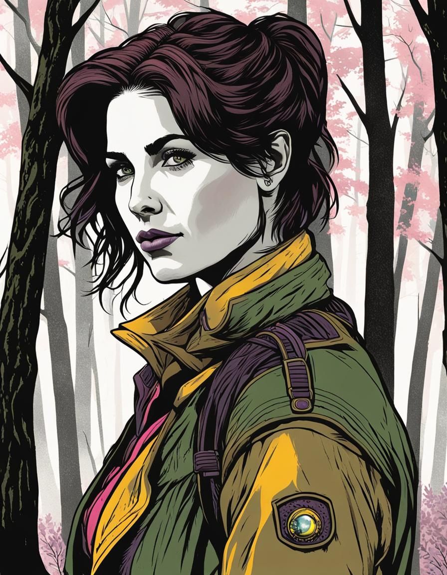 Colorful Dieselpunk Portrait of a Female Dunedain Ranger