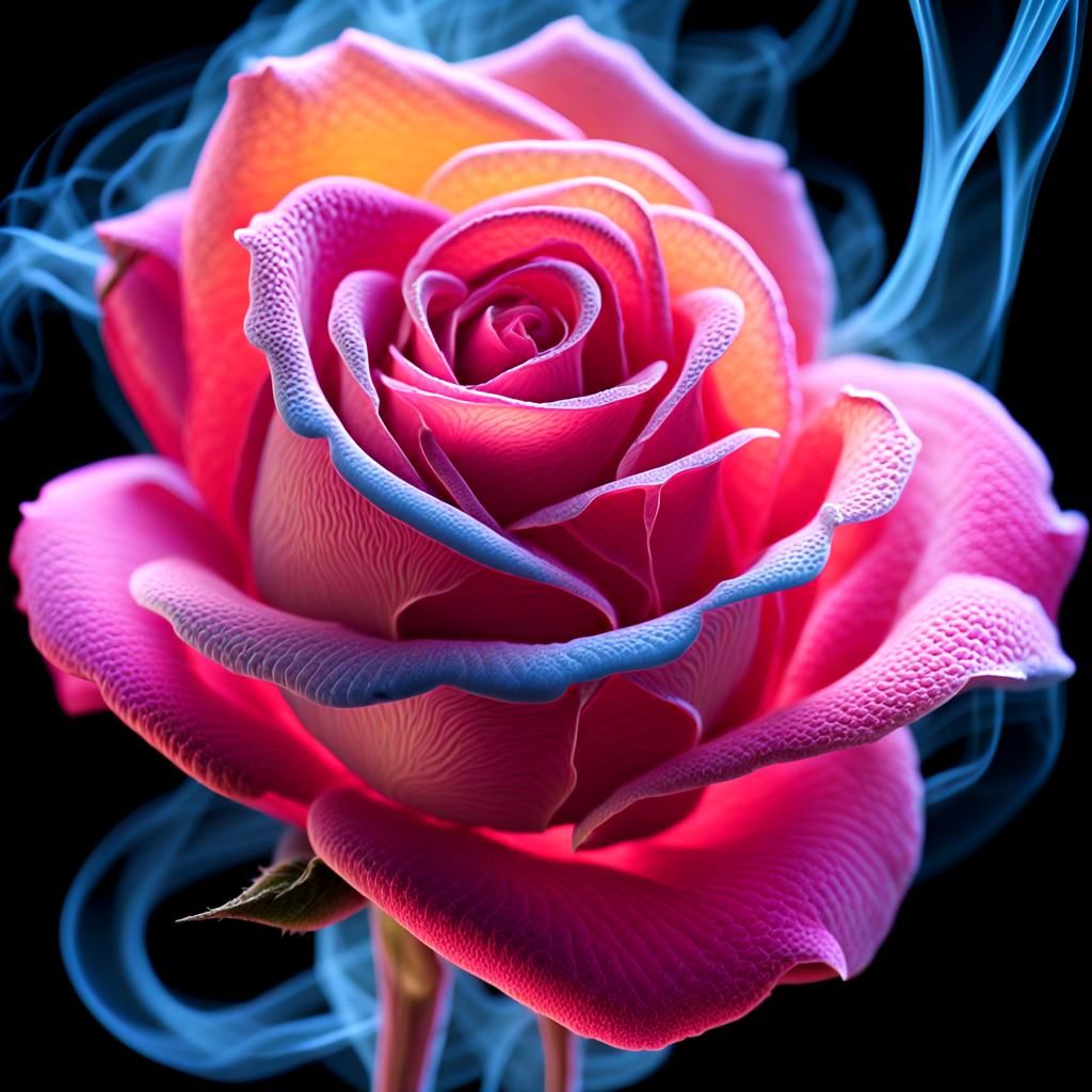 Transparent Rose Formed from Swirling Smoke