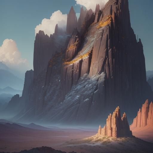 Desert Mountains at Dawn in Gouache Style
