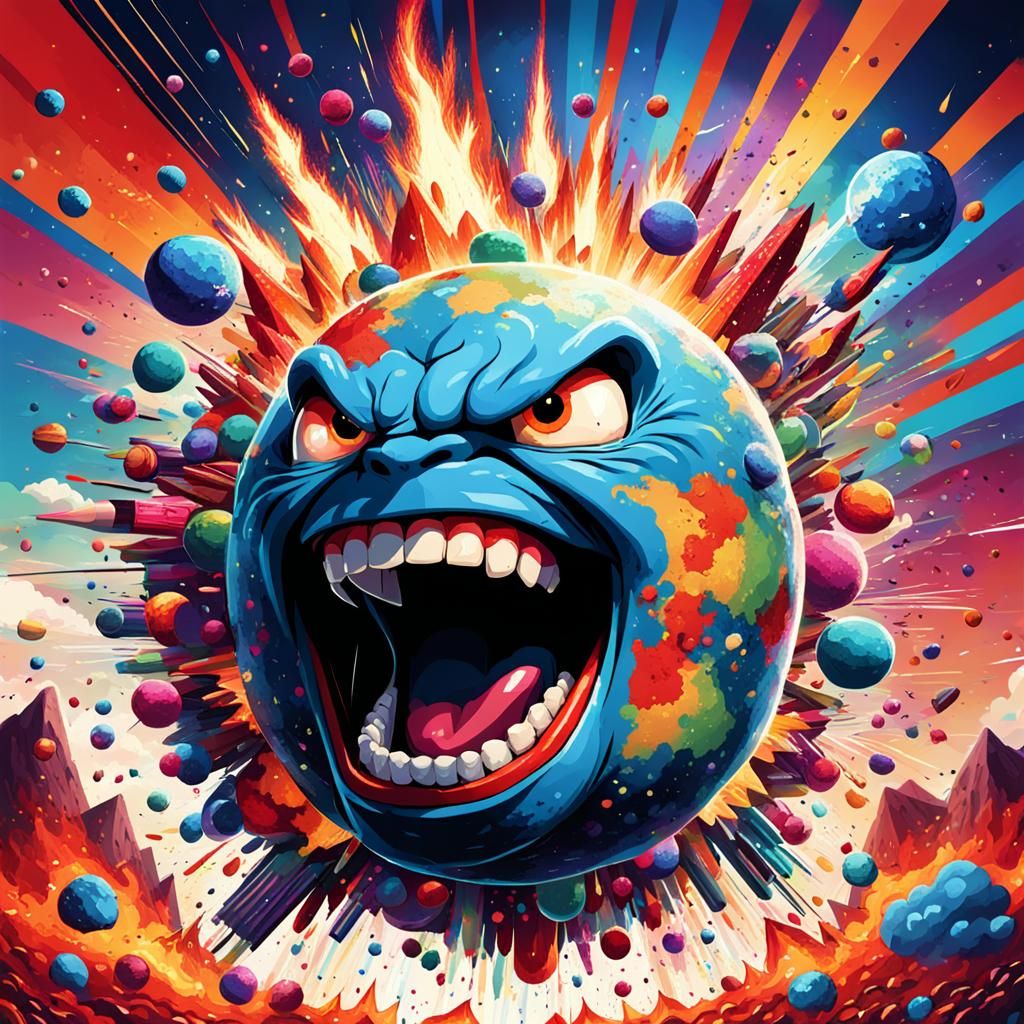 Vibrant Pop Art Explosion of Anger