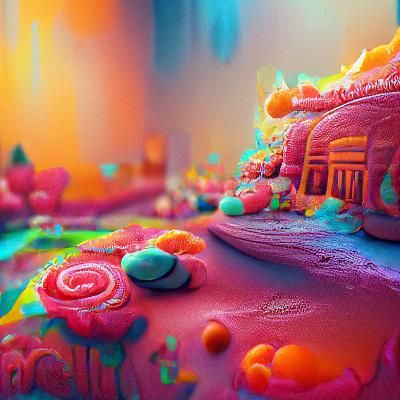 Fantastical Candy Cake in Detailed Matte Painting Style
