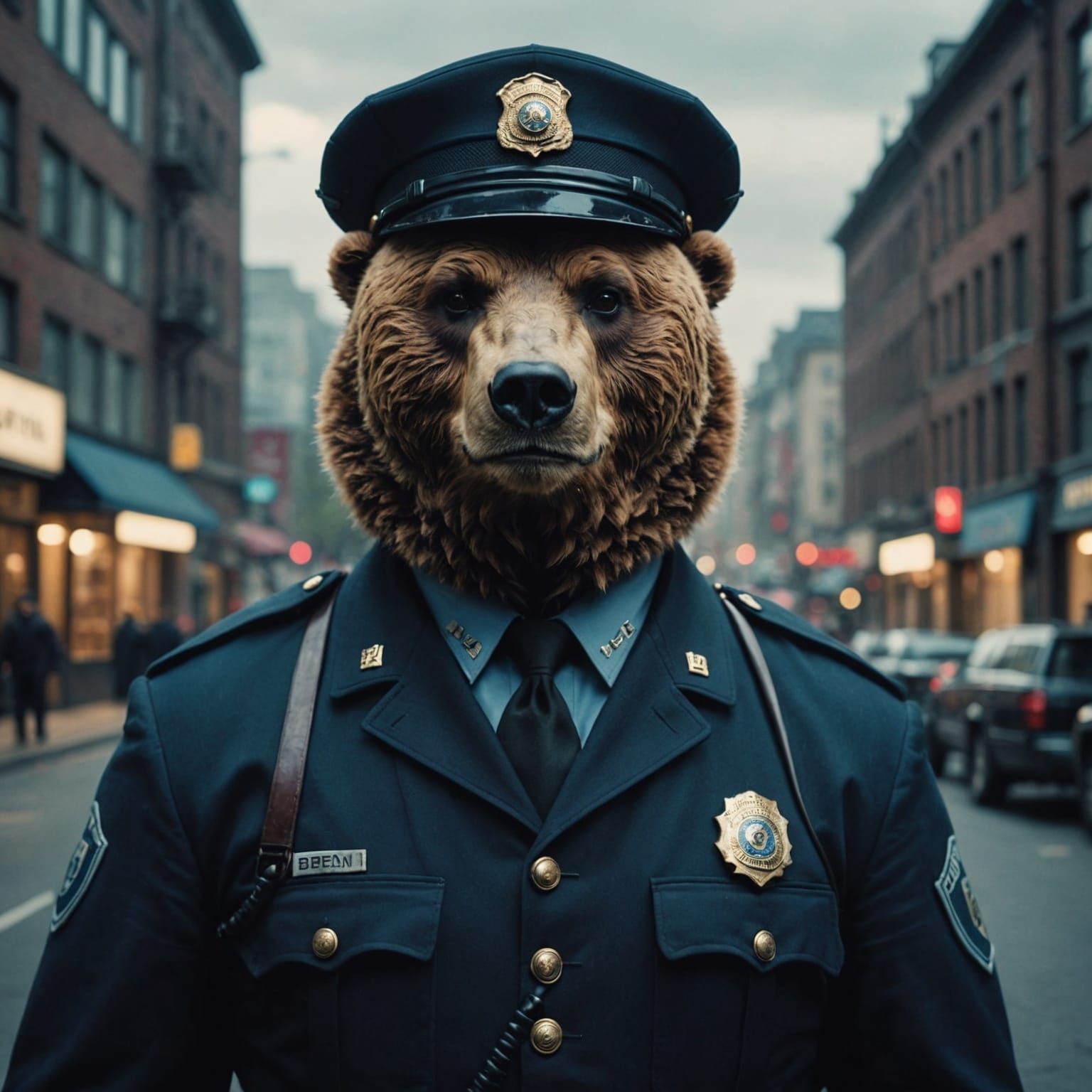 Bear Policeman in Cinematic Style