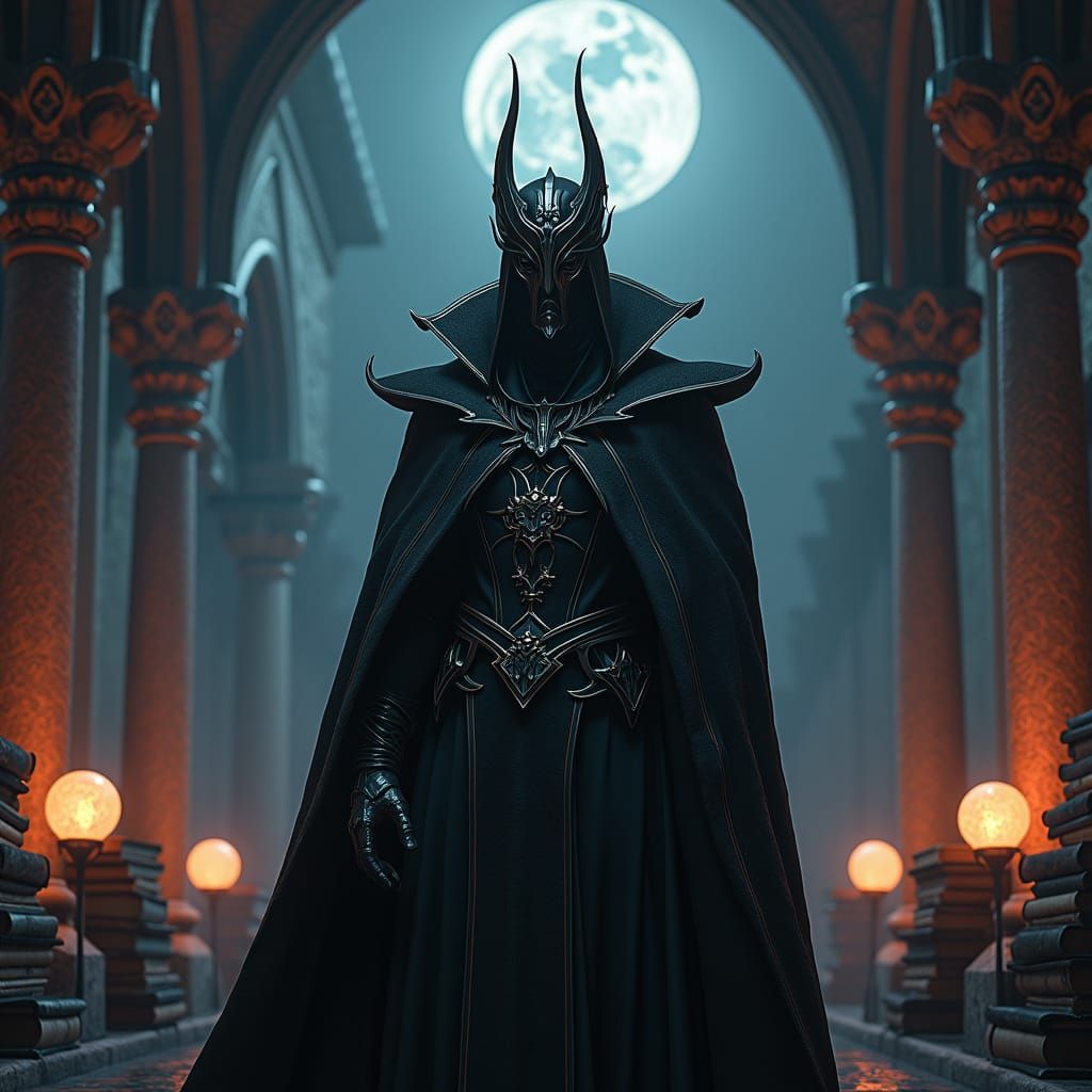 Mysterious Vampire Sorcerer in Gothic Setting