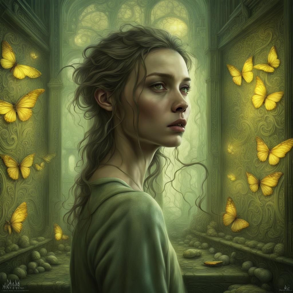 Woman Finds Secret Room in Fantasy Art Style
