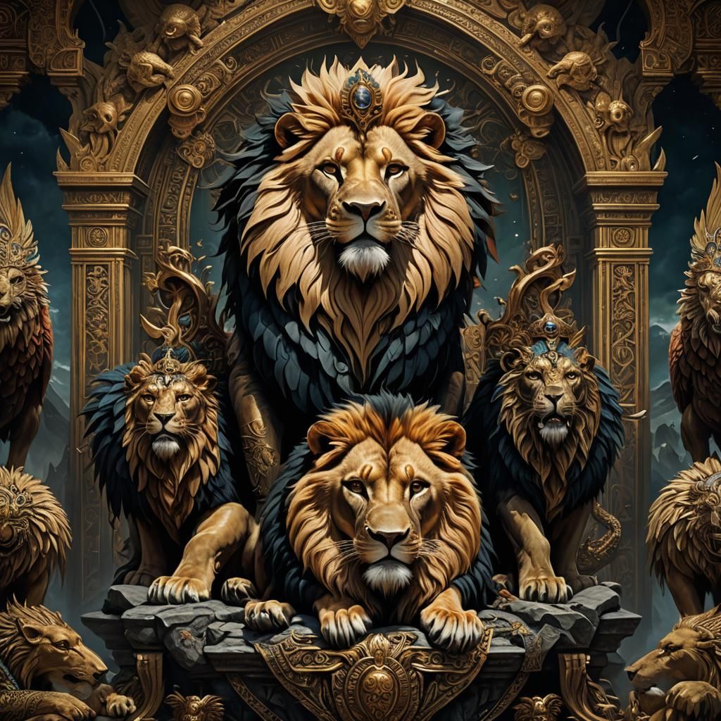 Lion Creature Beside Throne: Fantasy Concept Art