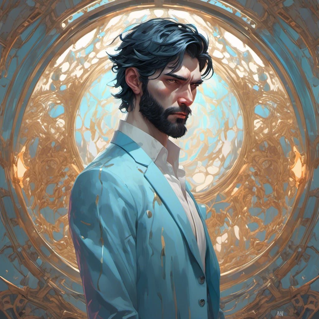 Pale Man Portrait in Hyperdetailed Digital Art