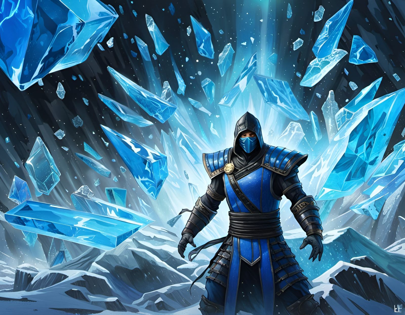 Sub-Zero in Ice Shards: Digital Illustration