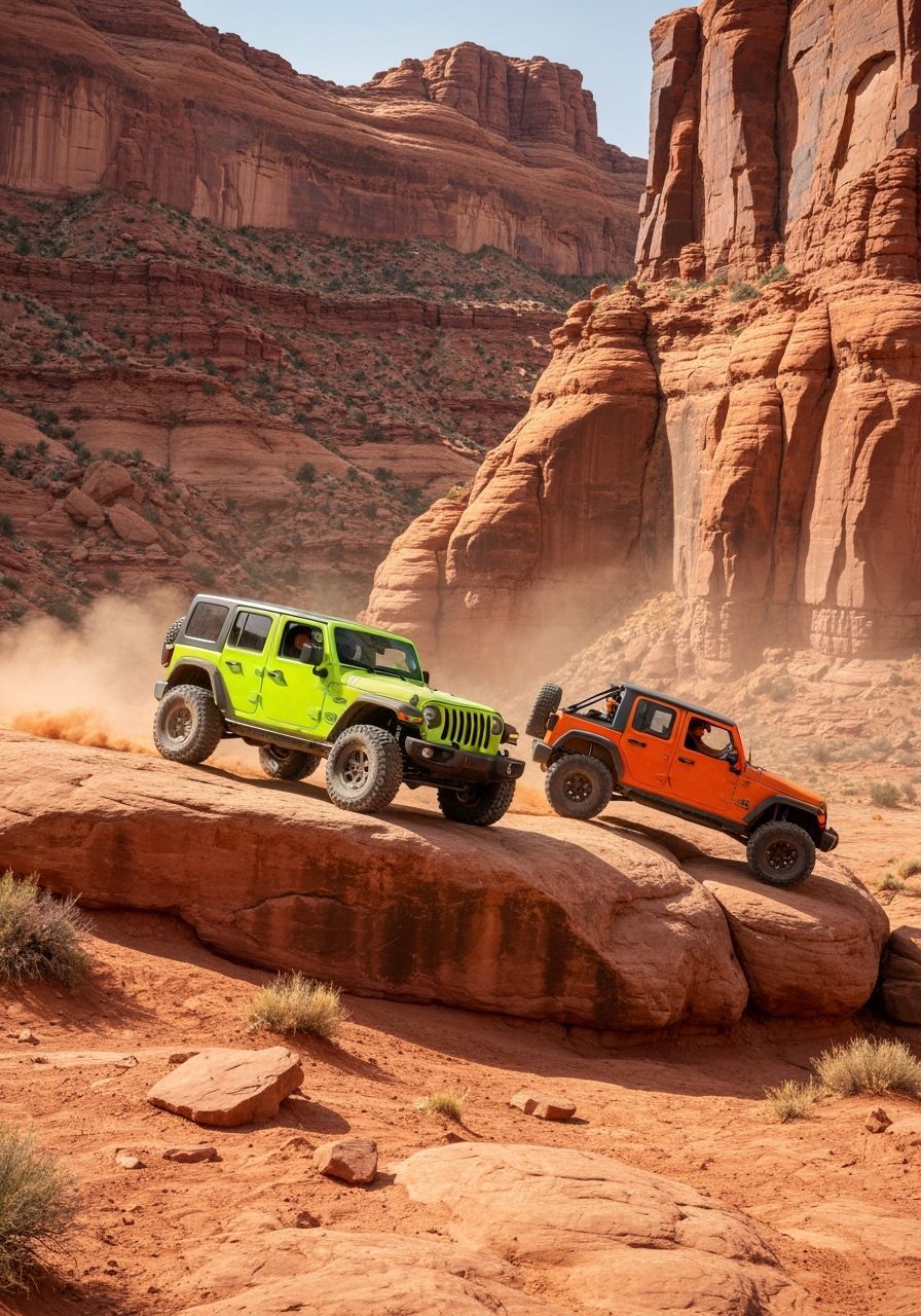 Neon Jeeps Conquer Moab's Red Rocks