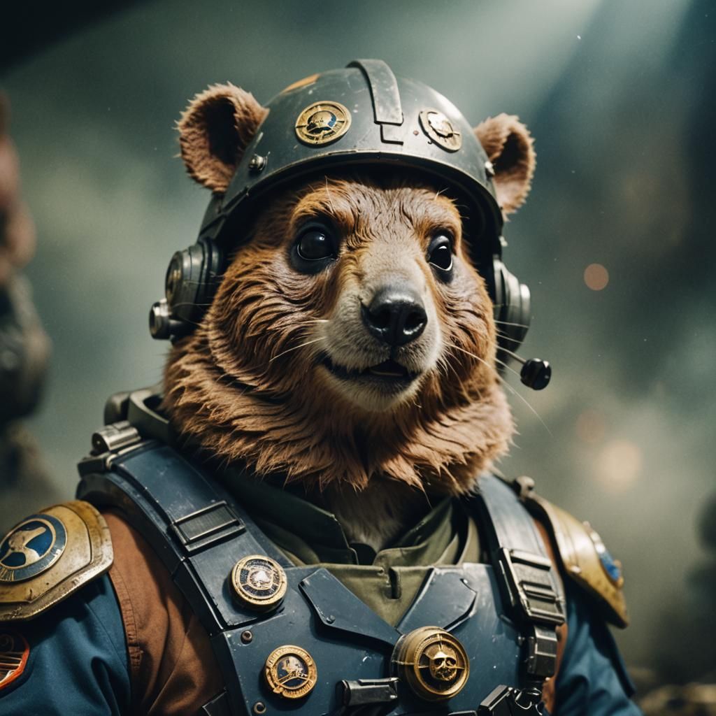 Grizzly Hamster War Veteran in Cinematic Style