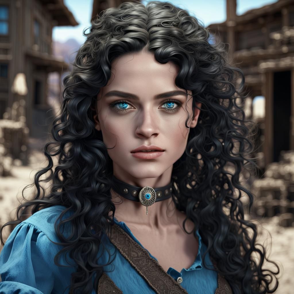 Beautiful Old West Outlaw: Detailed Matte Painting