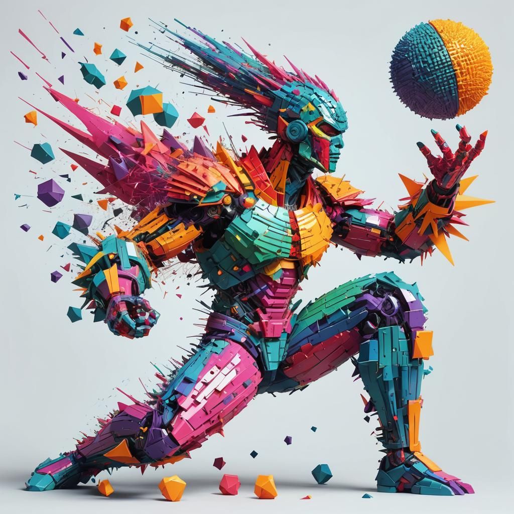 Abstract Humanoid Figure with Powers in Digital Illustration