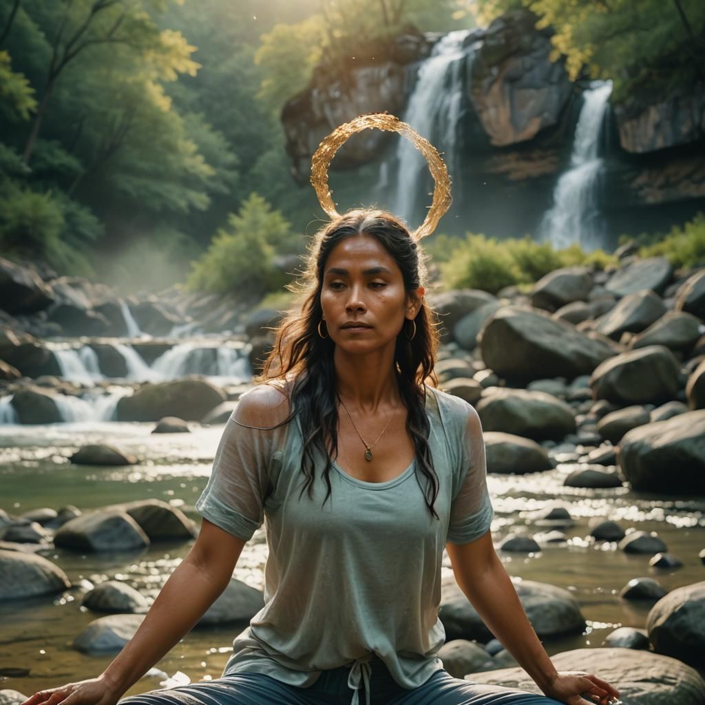 Cherokee Woman in Yoga Pose by Emerald River