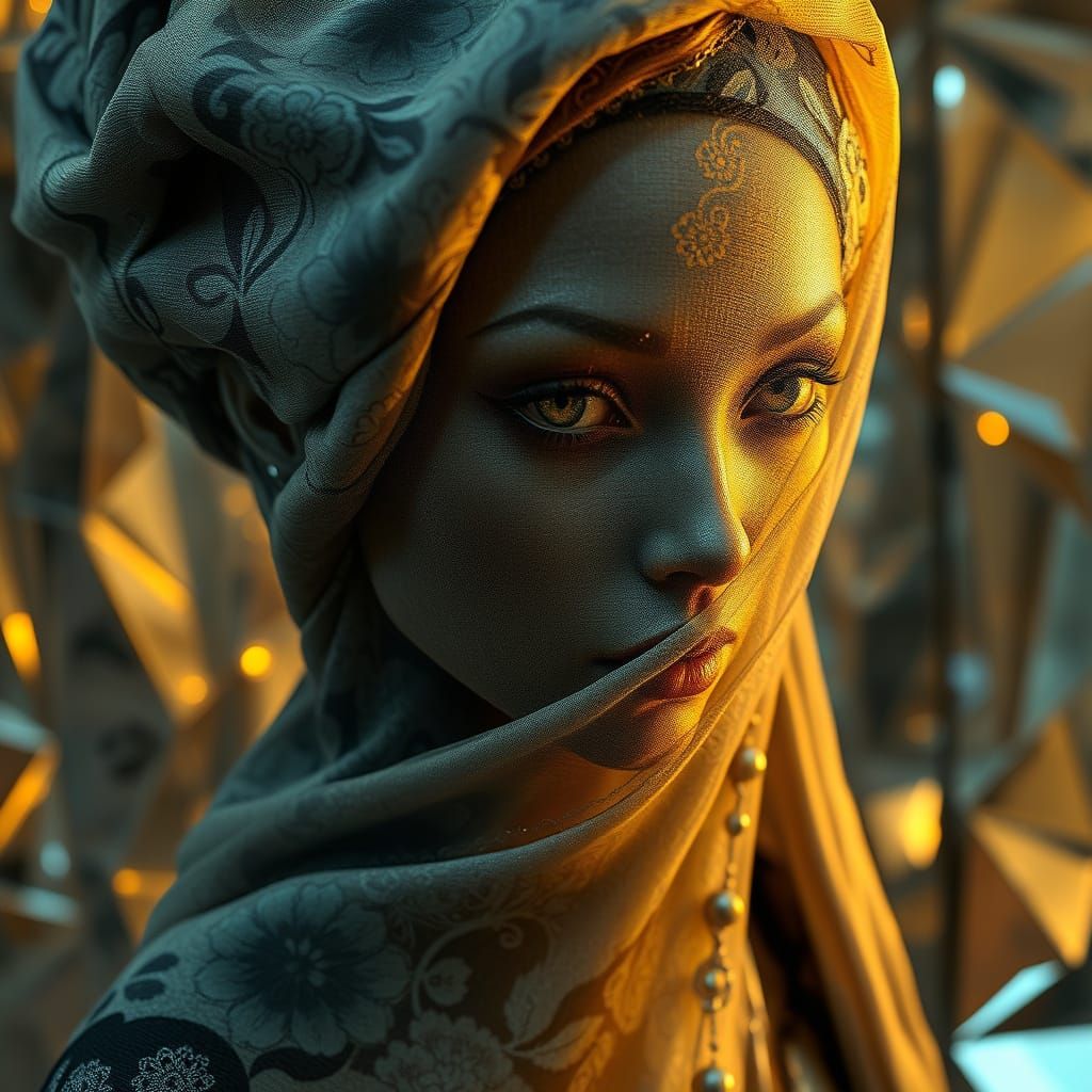 Gothic Art Deco Shaman in Golden Hues