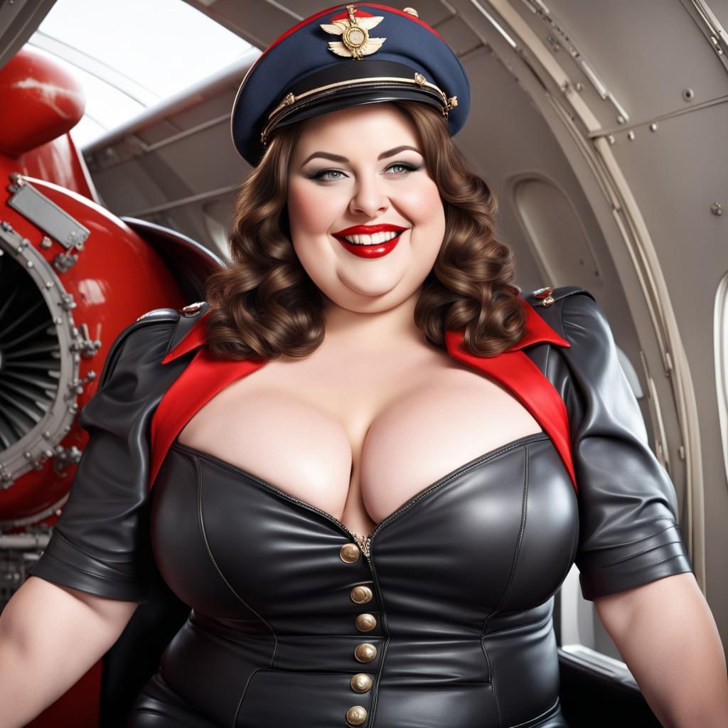 Curvy Pilot in Elaborate Cockpit Detail