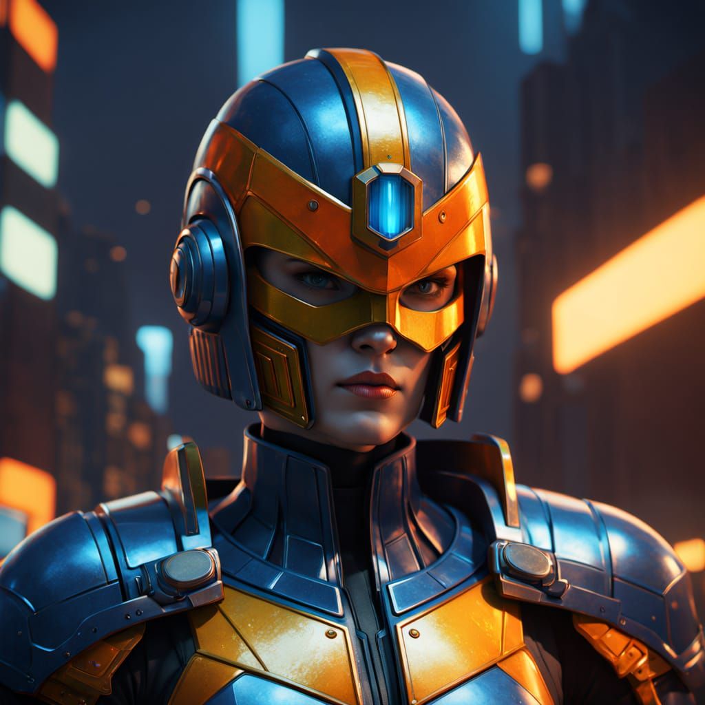 Tough Female Police Officer in Futuristic Metropolis